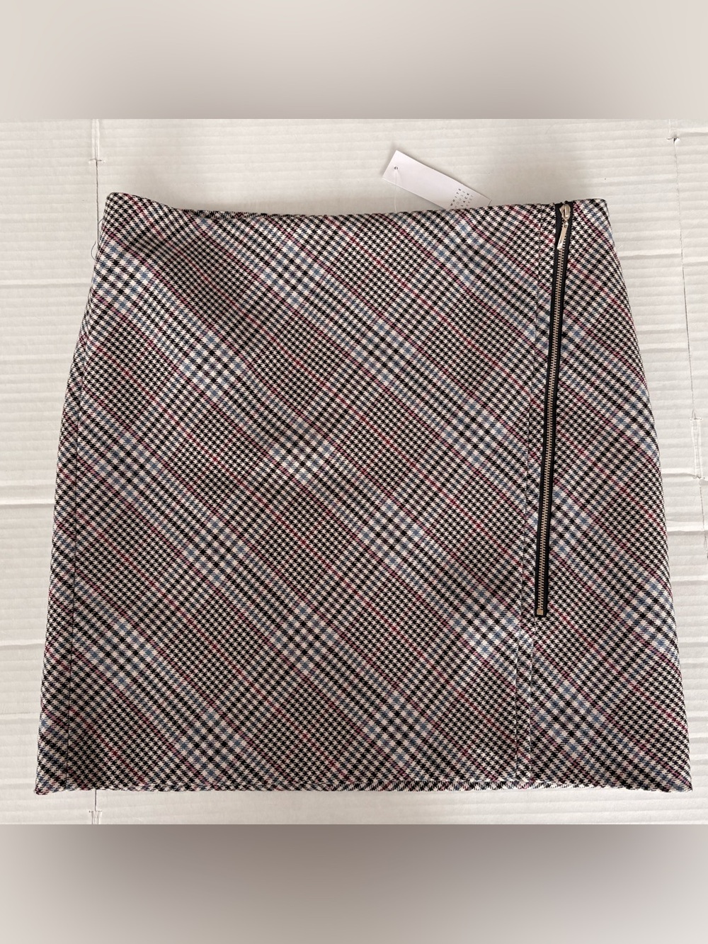 White House Black Market Plaid Mini Skirt in Black, White, Red